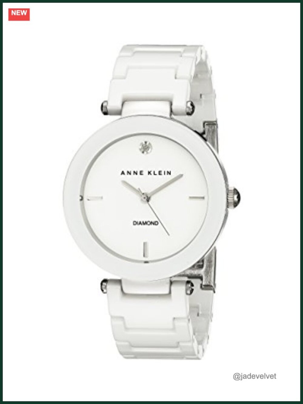 Ceramic Bracelet Watch with Diamond Accent Silver-Tone 33mm Quartz Wristwatch